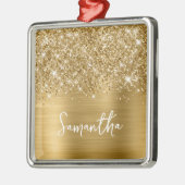 Glittery Gold Glam Name Metalen Ornament (Links)