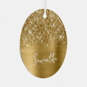 Glittery Gold Glam Name Metalen Ornament (Voorkant Rechts)