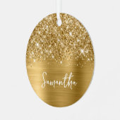 Glittery Gold Glam Name Metalen Ornament (Voorkant links)