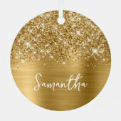 Glittery Gold Glam Name Metalen Ornament (Achterkant)