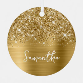 Glittery Gold Glam Name Metalen Ornament