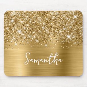 Glittery Gold Glam Name Muismat