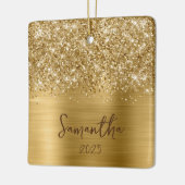 Glittery Gold Glam Name Photo Keramisch Ornament (Links)