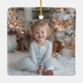 Glittery Gold Glam Name Photo Keramisch Ornament (Achterkant)