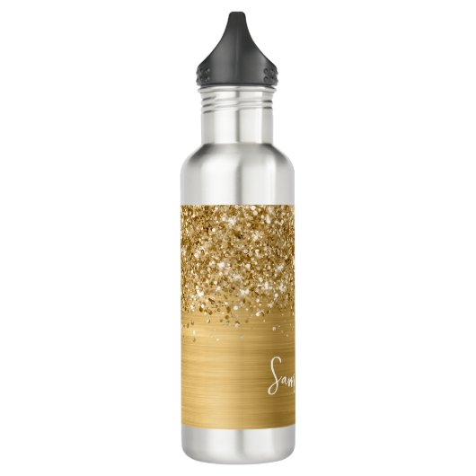 Glittery Gold Glam Name Waterfles (Links)