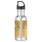 Glittery Gold Glam Name Waterfles (Achterkant)
