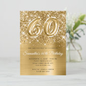 Glittery Gold Glam Number 60th Birthday Kaart (Staand voorkant)