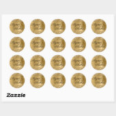 Glittery Gold Glam Ondertekend door de auteur Ronde Sticker (Vel)