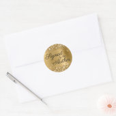 Glittery Gold Glam Ondertekend door de auteur Ronde Sticker (Envelop)