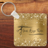Glittery Gold Glam voor uw Logo Sleutelhanger (Voorkant)