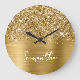 Glittery Gold Glam — witte scriptnaam Grote Klok