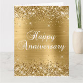 Glittery Gold Happy Jubileum Kaart (Voorkant)