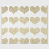 Glittery Gold Heart Pattern Golden White Holiday Cadeaupapier (Vlak)