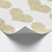 Glittery Gold Heart Pattern Golden White Holiday Cadeaupapier (Hoek)