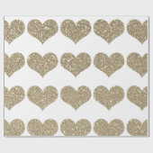 Glittery Gold Heart Pattern Golden White Sparkle Cadeaupapier (Vlak)