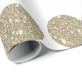 Glittery Gold Heart Pattern Golden White Sparkle Cadeaupapier (Rol Hoek)