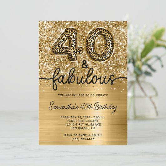 Glittery Gold Leopard 40 en Fabulous Kaart (Staand voorkant)