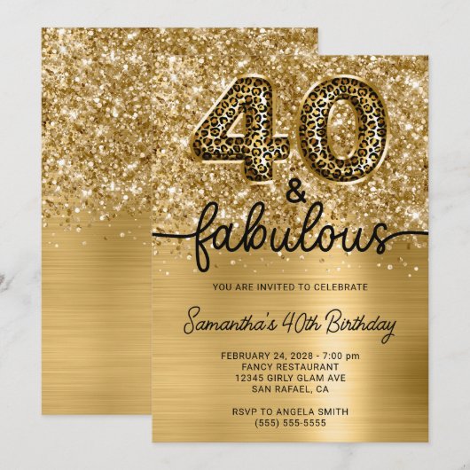 Glittery Gold Leopard 40 en Fabulous Kaart (Voorkant / Achterkant)