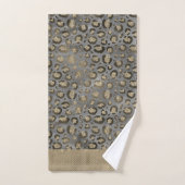Glittery Gold Leopard Print op Glossy Grey Bad Handdoek (Handdoek)
