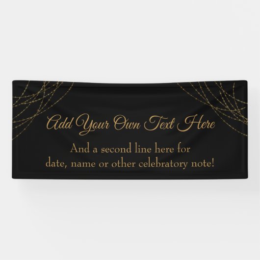 Glittery Gold Light Strings Voeg je eigen tekst to Spandoek (Horizontaal)
