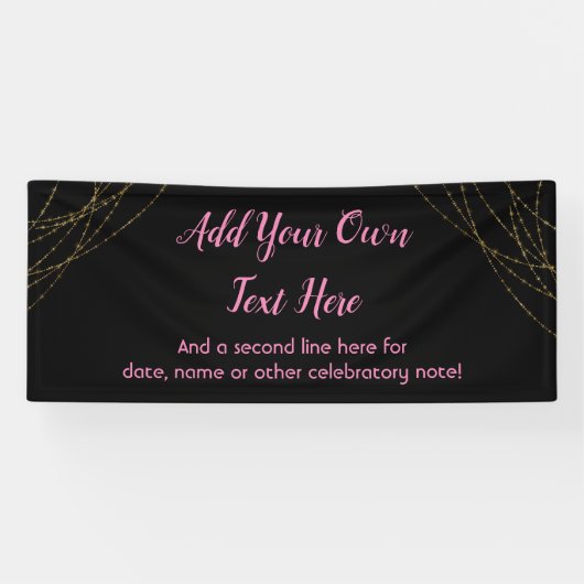 Glittery Gold Light Strings Voeg je eigen tekst to Spandoek (Horizontaal)