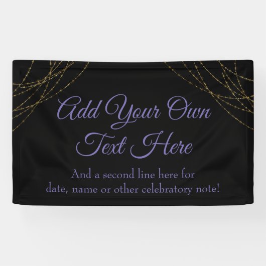 Glittery Gold Light Strings Voeg je eigen tekst to Spandoek (Horizontaal)