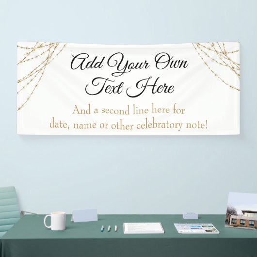 Glittery Gold Light Strings Voeg je eigen tekst to Spandoek (Beurs)