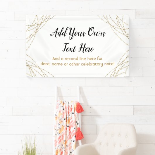 Glittery Gold Light Strings Voeg je eigen tekst to Spandoek (Insitu)