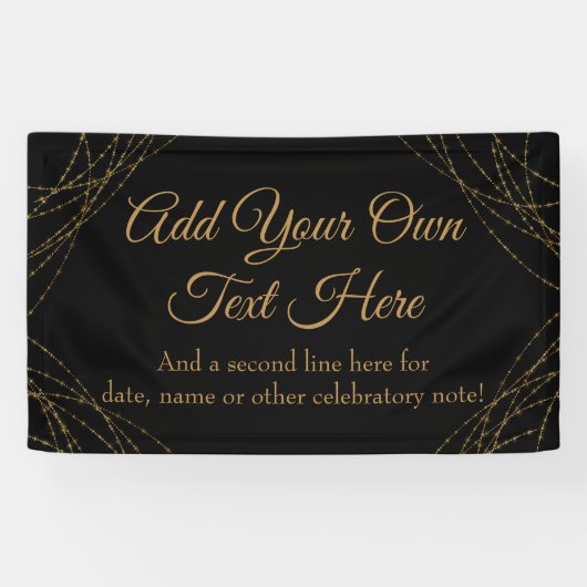 Glittery Gold Light Strings Voeg je eigen tekst to Spandoek (Horizontaal)