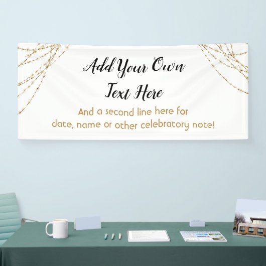 Glittery Gold Light Strings Voeg je eigen tekst to Spandoek (Beurs)