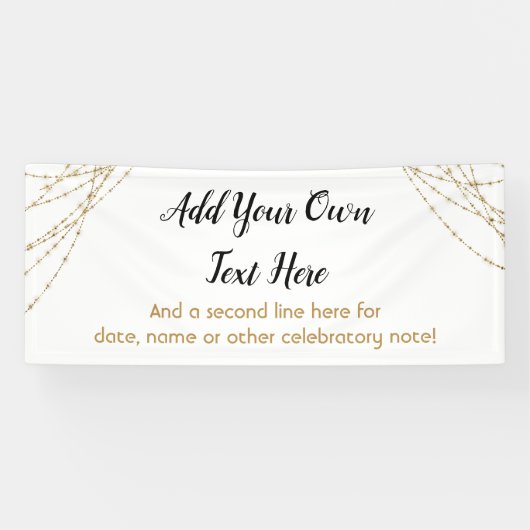 Glittery Gold Light Strings Voeg je eigen tekst to Spandoek (Horizontaal)