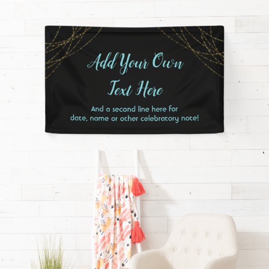 Glittery Gold Light Strings Voeg je eigen tekst to Spandoek (Insitu)