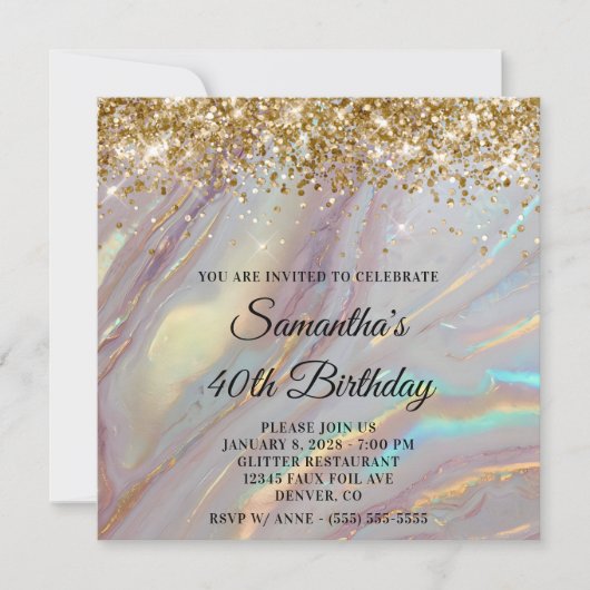 Glittery Gold Marbled Opal 40e verjaardag Kaart (Voorkant)
