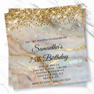 Glittery Gold Marbled Opal 75th Birthday Kaart
