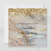 Glittery Gold Marbled Opal 75th Birthday Kaart (Voorkant)