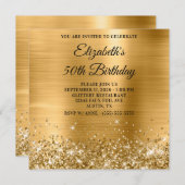 Glittery Gold Metallic 50e verjaardag Kaart (Voorkant / Achterkant)