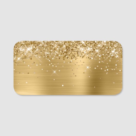 Glittery Gold Metallic Blank Naamplaatje (Voorkant)
