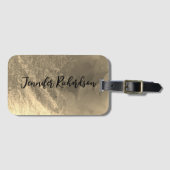 Glittery Gold Metallic Fancy grafische kalligrafie Bagagelabel (Voorkant (horizontaal))