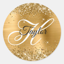 Glittery Gold Metallic Fancy Monogram