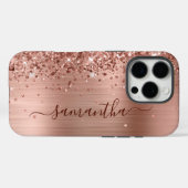 Glittery Gold Metallic Girly Signature Case-Mate iPhone Case (Achterkant (horizontaal))