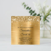 Glittery Gold Metallic Look Sweet 16 Kaart (Staand voorkant)