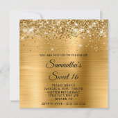 Glittery Gold Metallic Look Sweet 16 Kaart (Voorkant)