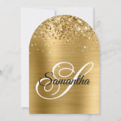 Glittery Gold Metallic Monogram 40e Verjaardag Kaart (Achterkant)