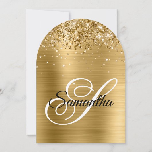 Glittery Gold Metallic Monogram 40e Verjaardag Kaart (Achterkant)