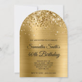 Glittery Gold Metallic Monogram 40e Verjaardag Kaart (Voorkant)
