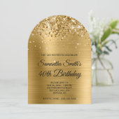 Glittery Gold Metallic Monogram 40e Verjaardag Kaart (Staand voorkant)