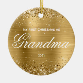Glittery Gold Mijn eerste Kerstmis als oma Keramisch Ornament