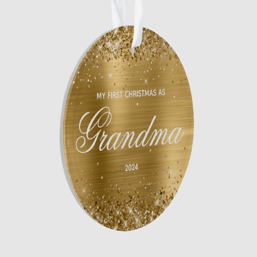 Glittery Gold Mijn eerste Kerstmis als oma Ornament (voorkant)