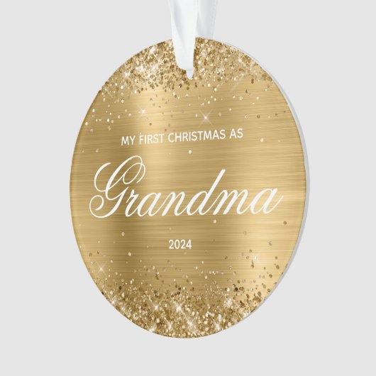 Glittery Gold Mijn eerste Kerstmis als oma Ornament (voorkant)