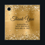 Glittery Gold Monogram 90th Birthday Hartelijk dan Bedankjes Labels<br><div class="desc">Creëer je eigen naam en monogram 90ste verjaardag dank je wel voor tags. Meisjes faux sparkly gold glitter met een gouden bruine metaal-stijl ombre-folie. Pas de doopvontstijlen aan om uw eigen tekstontwerp voor haar speciale viering te creëer. U kunt de doopvontstijl of zwarte kleur van het "Dank u"tekstbericht ook veranderen....</div>